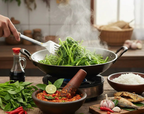 Cara Memasak Kangkung Agar Tidak Hitam dengan Sambal Tetap Segar dan Menggugah Selera cover